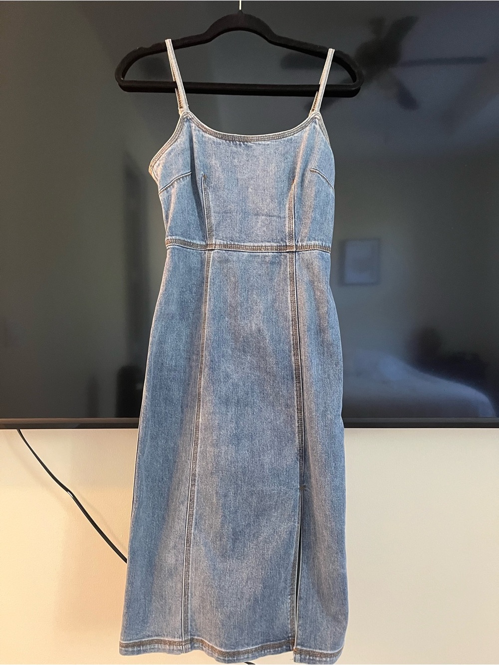 Steve Madden Light Blue Denim Midi Slip Dress